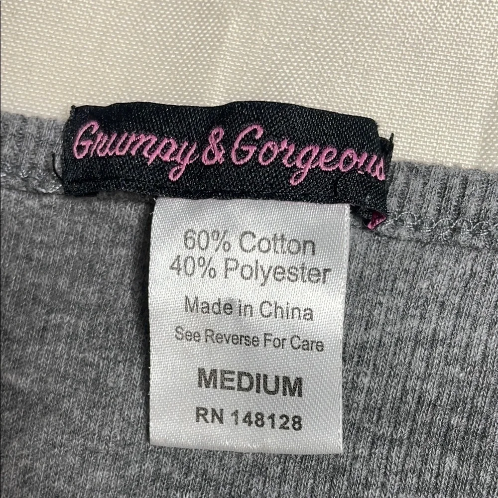 GRUMPY & GORGEOUS Gray Sleeveless Top with Pink and Black Accents